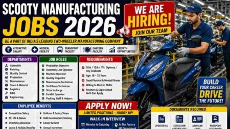 Scooty Manufacturing Jobs 2026 – Assembly Worker, Helper & Machine Operator Hiring
