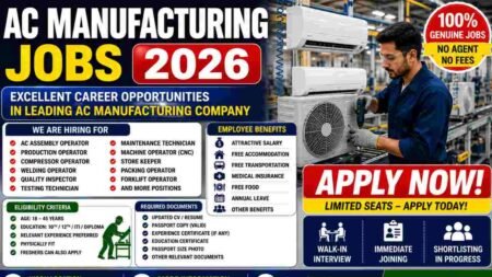 AC Manufacturing Jobs 2026 – Assembly Worker, Helper & Machine Operator Hiring