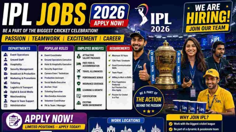 IPL Jobs 2026 – Ground Staff, Helper, Security Guard & Ticket Staff Hiring